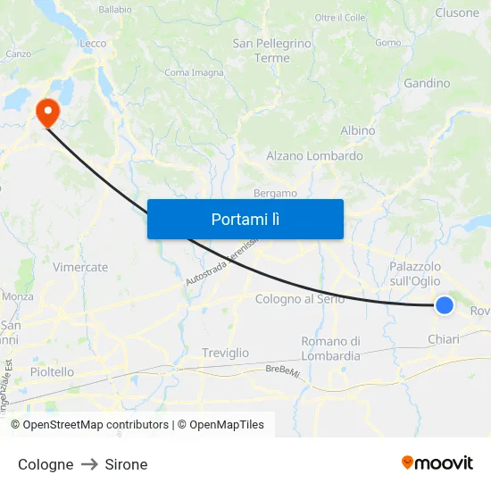 Cologne to Sirone map