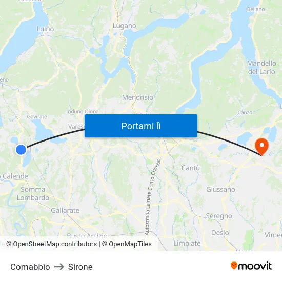 Comabbio to Sirone map