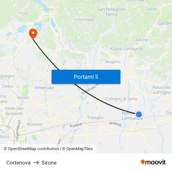 Cortenova to Sirone map