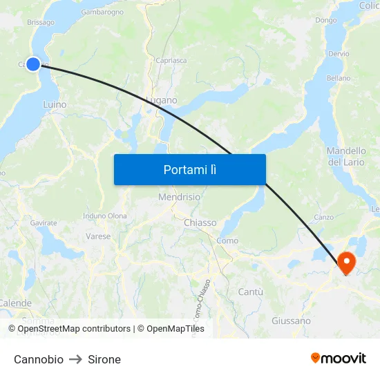 Cannobio to Sirone map