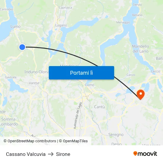 Cassano Valcuvia to Sirone map