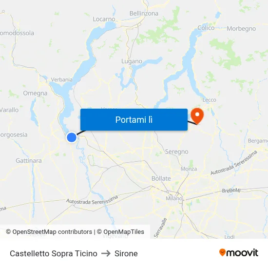 Castelletto Sopra Ticino to Sirone map