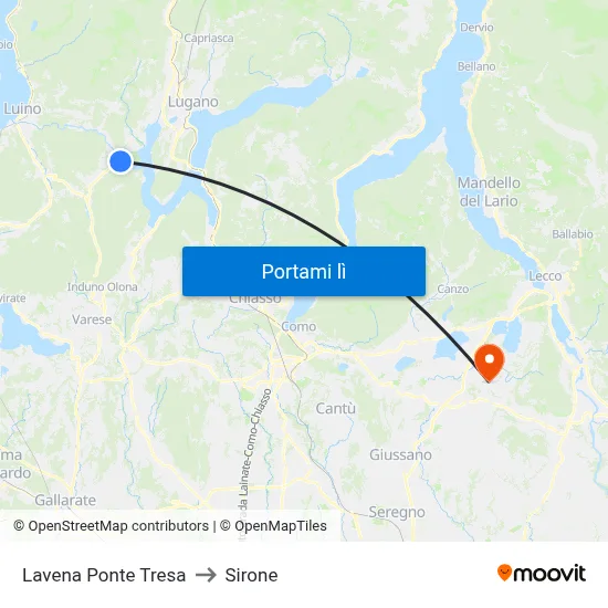 Lavena Ponte Tresa to Sirone map