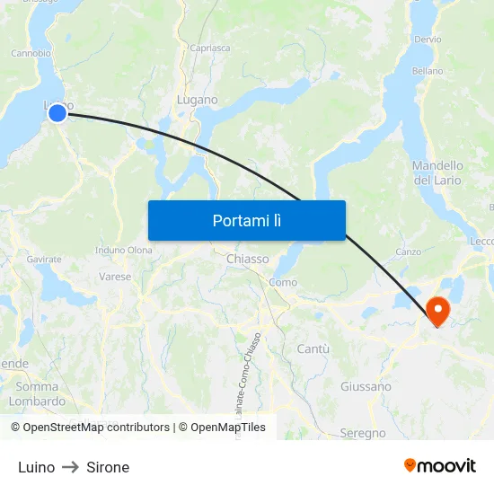 Luino to Sirone map