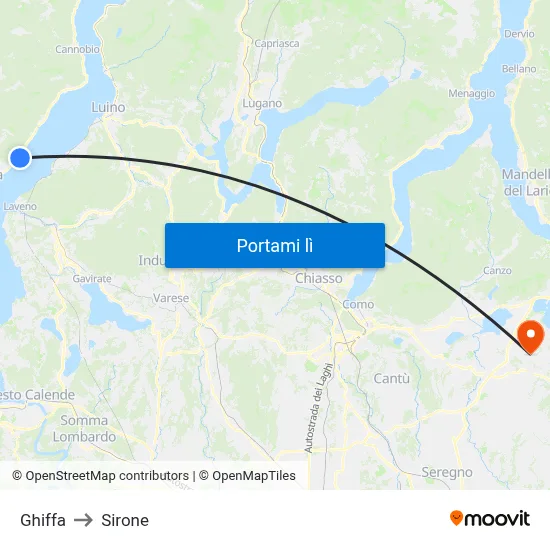 Ghiffa to Sirone map