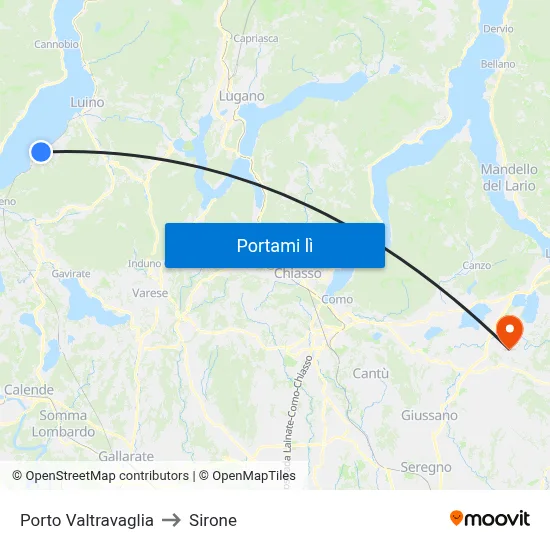 Porto Valtravaglia to Sirone map