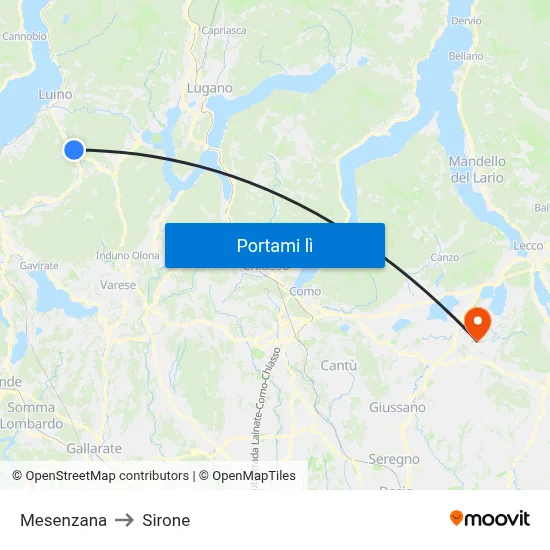 Mesenzana to Sirone map