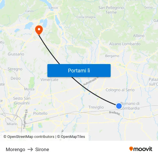 Morengo to Sirone map