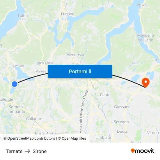 Ternate to Sirone map