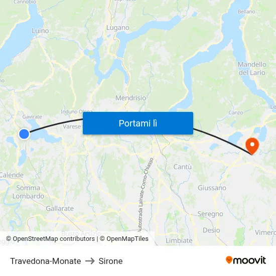 Travedona-Monate to Sirone map