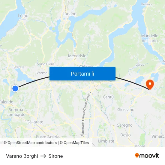 Varano Borghi to Sirone map