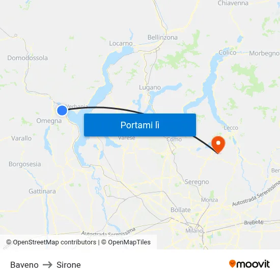 Baveno to Sirone map