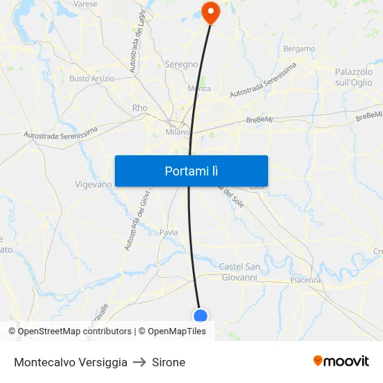 Montecalvo Versiggia to Sirone map