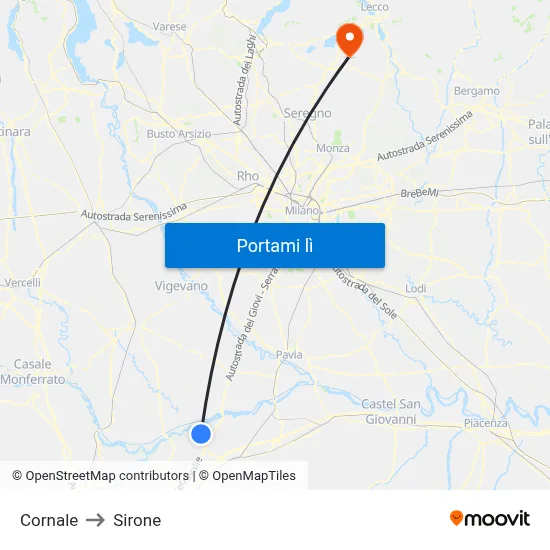 Cornale to Sirone map