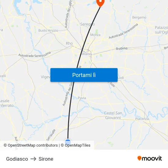 Godiasco to Sirone map