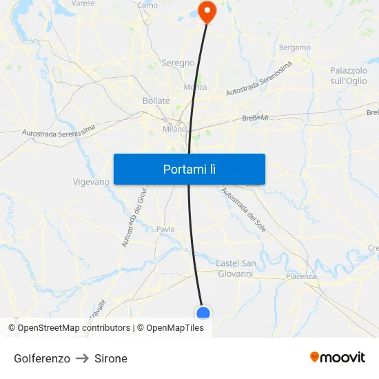 Golferenzo to Sirone map
