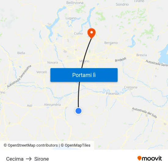 Cecima to Sirone map