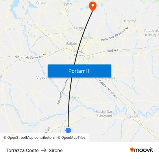 Torrazza Coste to Sirone map