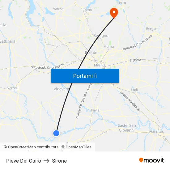 Pieve Del Cairo to Sirone map