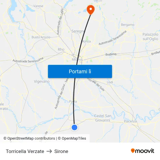 Torricella Verzate to Sirone map