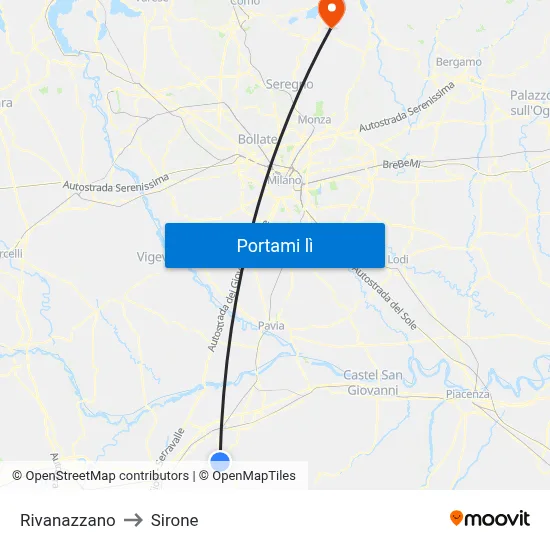 Rivanazzano to Sirone map