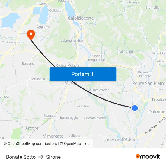 Bonate Sotto to Sirone map