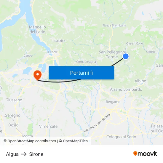 Algua to Sirone map
