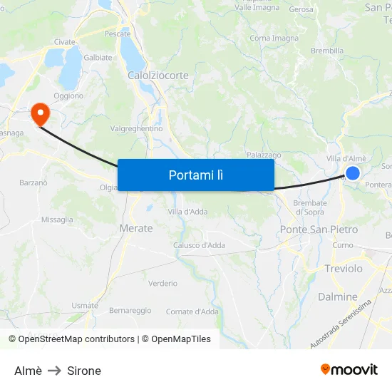 Almè to Sirone map