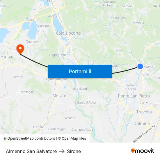 Almenno San Salvatore to Sirone map