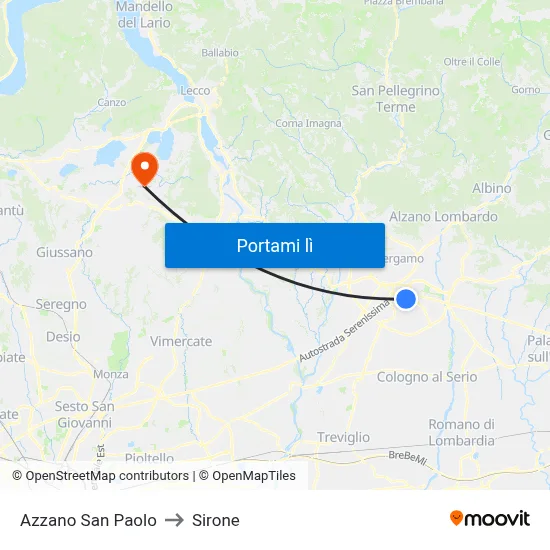 Azzano San Paolo to Sirone map