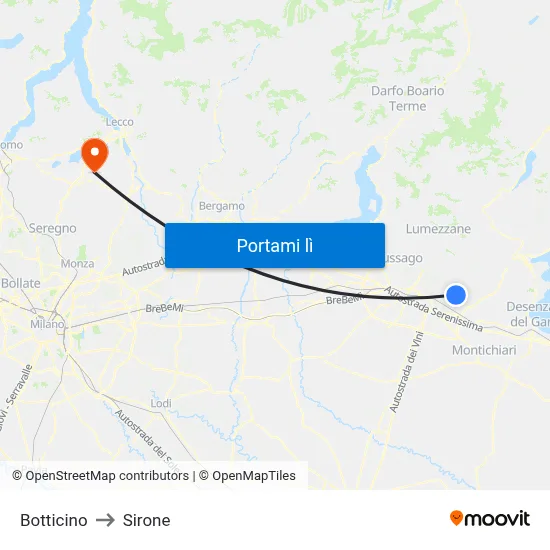 Botticino to Sirone map