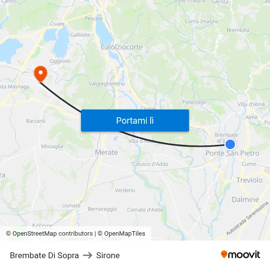 Brembate Di Sopra to Sirone map
