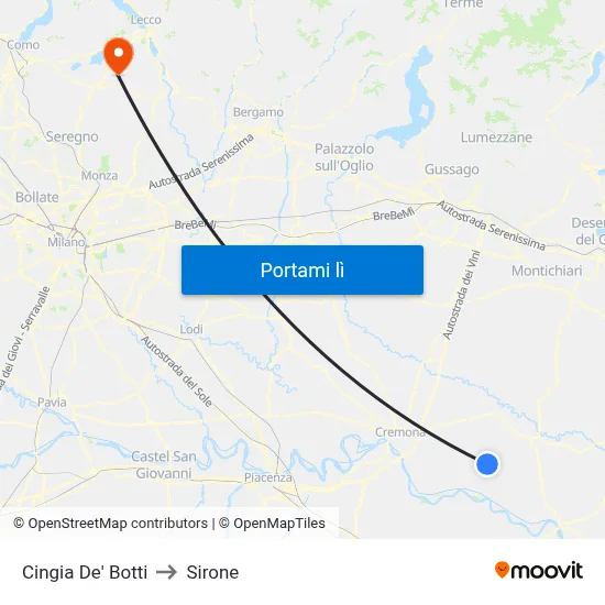 Cingia De' Botti to Sirone map