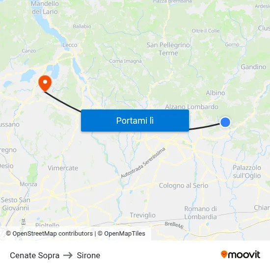 Cenate Sopra to Sirone map