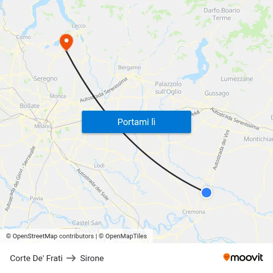 Corte De' Frati to Sirone map