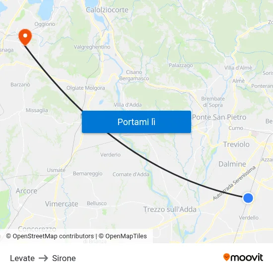Levate to Sirone map