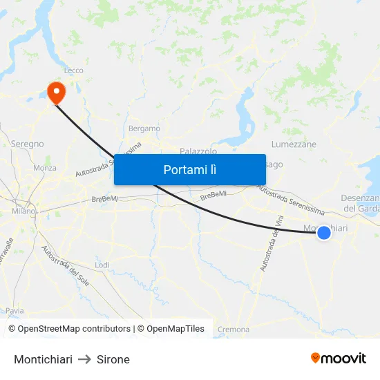 Montichiari to Sirone map