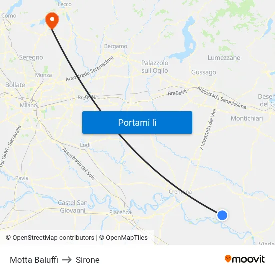 Motta Baluffi to Sirone map