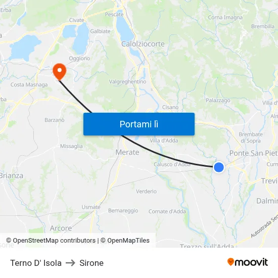 Terno D' Isola to Sirone map