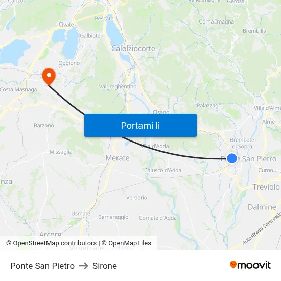 Ponte San Pietro to Sirone map