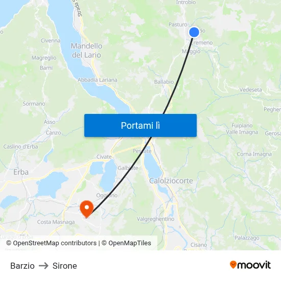Barzio to Sirone map