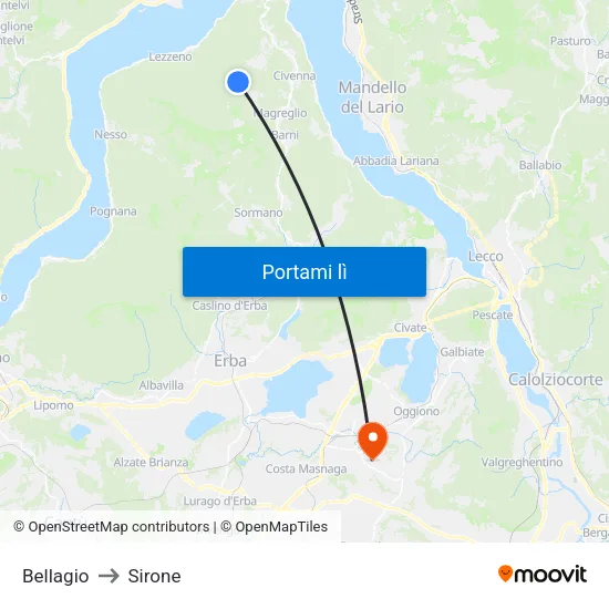 Bellagio to Sirone map