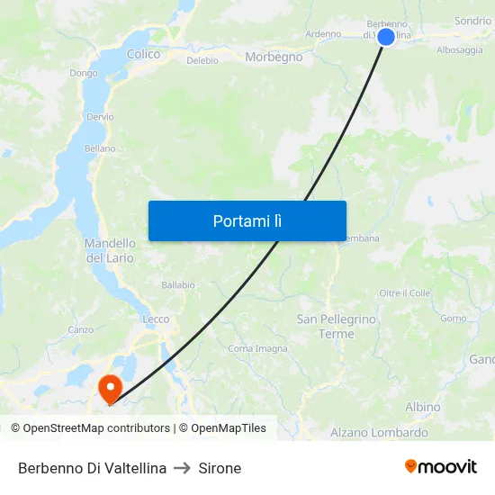 Berbenno Di Valtellina to Sirone map