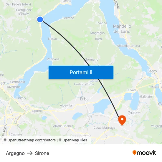 Argegno to Sirone map