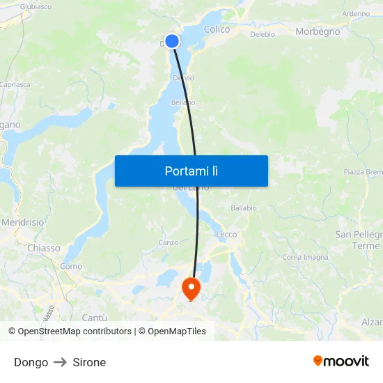 Dongo to Sirone map