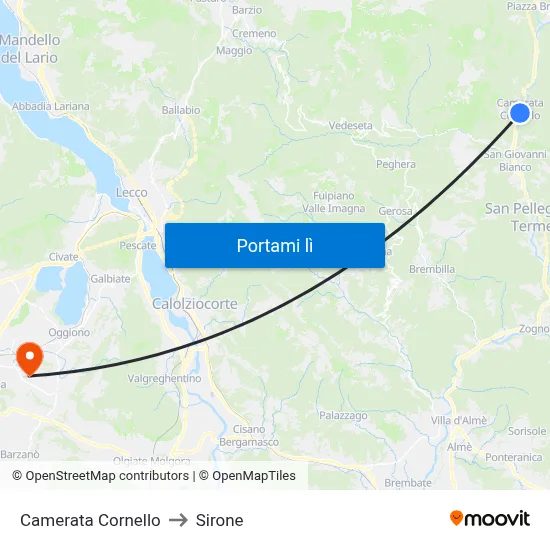 Camerata Cornello to Sirone map