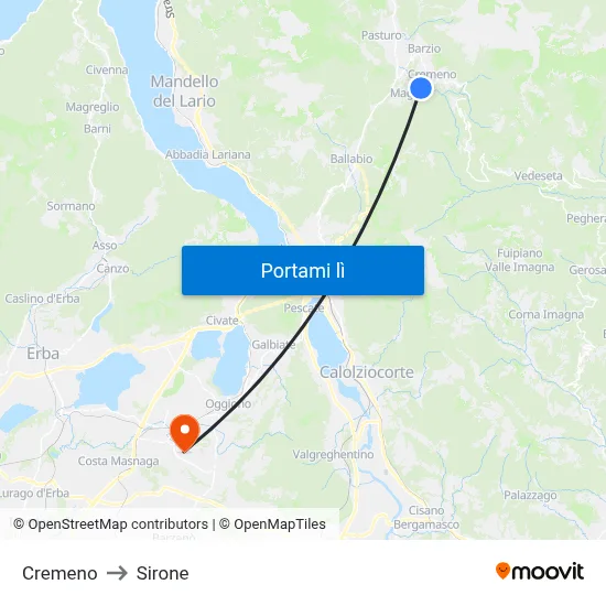 Cremeno to Sirone map