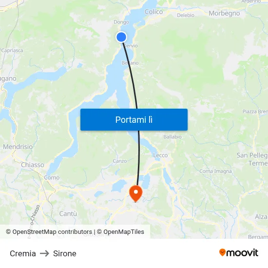 Cremia to Sirone map