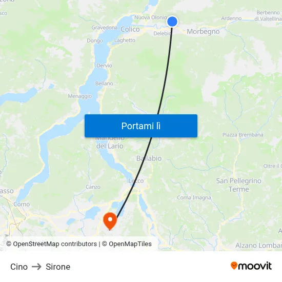Cino to Sirone map