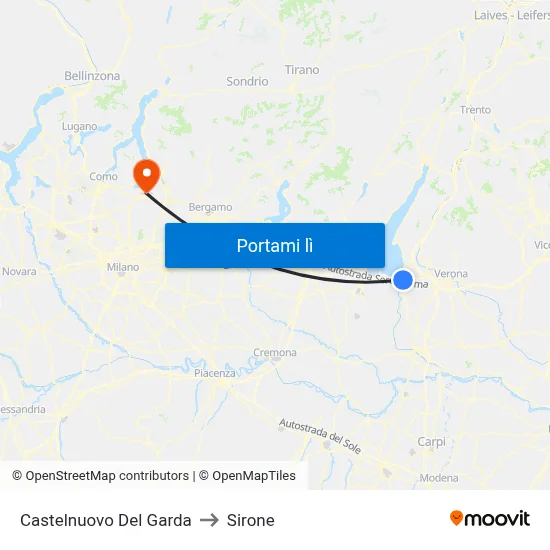 Castelnuovo Del Garda to Sirone map